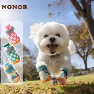 Hondenkleding NONOR 4 stuks antislip regenschoenen rubberen laars honden huisdier voetbedekking puppy waterdichte sokken klein medium beschermen de