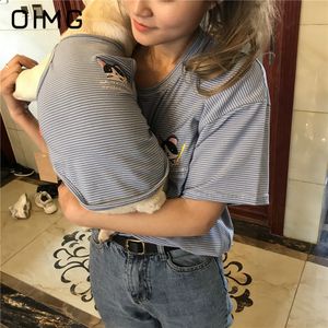 Hond Kleding OEMG Zomer Katoen Kleine Kleding Huisdier Korte Mouw Ouders Kinderen Schnauzer Streep Vest en Eigenaar Bijpassende Set 230616