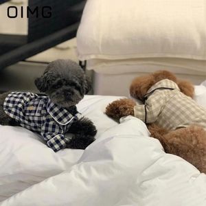 Appareils pour chiens OIMG ins Style Pet Top Top coréen Plaid imprimé coréen Khaki Navy Pocket Poched
