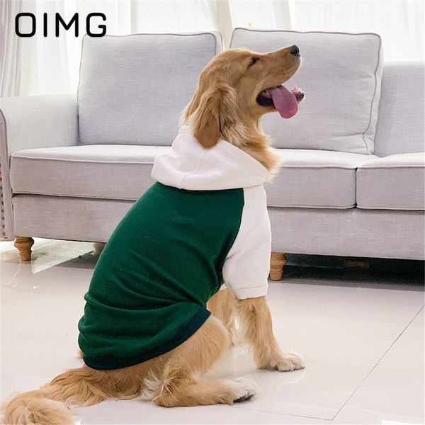 Vêtements pour chiens OIMG Couleur unie Pull pour animaux de compagnie non imprimé Deux couleurs Patchwork Moyen Grand Chiens Sweat à capuche Golden Retriever Husky Labrador Vêtements 230823