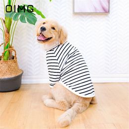 Ropa para perros OIMG Verano Transpirable Mediano Perros grandes Ropa Golden Retriever Labrador Samoyedo Camiseta delgada Cómoda Raya Jersey para mascotas 230919