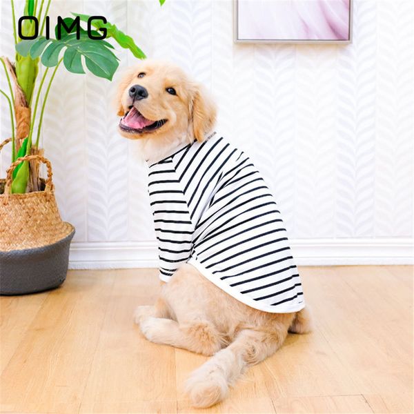 Vêtements pour chiens OIMG été respirant moyen grand chiens vêtements Golden Retriever Labrador Samoyed mince T-shirt confortable rayé pull pour animaux de compagnie 230821