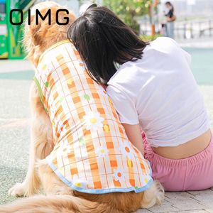 Vêtements de chien OIMG Summer Flower Imprimer Grands Chiens Vêtements Labrador Golden Retriever Grille Big Chemise sans manches T-shirt respirant pour animaux de compagnie