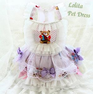 Vêtements pour chiens en vente robe faite à la main vêtements pour animaux de compagnie princesse adorable ours arc lolita couches de dentelle jupe vêtements d'extérieur caniche costume maltais