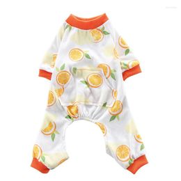 Hondenkleding oranje print pyjama's zachte katoenen nachtkleding gezellig shirt huisdier kleding jumpsuit pjs slaapkleding voor honden puppy