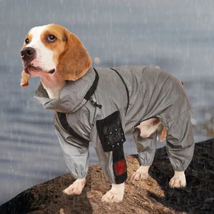 Vêtements pour chiens en plein air grand chien imperméable crème solaire veste réfléchissante imperméable à capuche imperméable moyen grand chien vêtements imperméable combinaison 231207