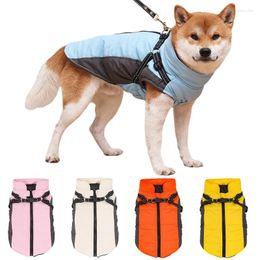 Hondenkleding Gewatteerde warme kleding met harnas voor kleine grote honden Puppy winterjas Chihuahua Labrador jas Reflecterende huisdierkostuums