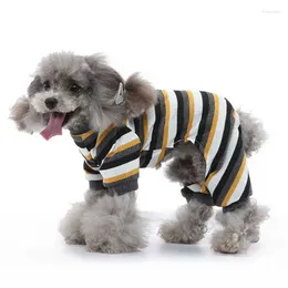Hondenkleding pyjama's 4 pootged zachte rekbare warm voorkomen likken gestreepte puppy jumpsuit slaapkleding voor koudweercosplay