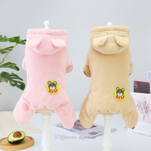 Vêtements pour chiens Pyjamas Corduroy Dogs Combinaison 4 pattes Pet PJS Chiot Chat Pyjama Onesie pour Automne Hiver Animaux Vêtements Tenues à Petit Do273Z