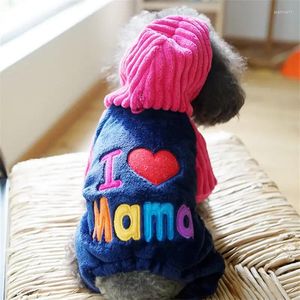 Hondenkleding Papa Mama Viervoetige hoodies Roze geborduurde trui Winter koraalfleece Warm houden Hondenkleding Moeder Huisdierenspullen Chihuaha