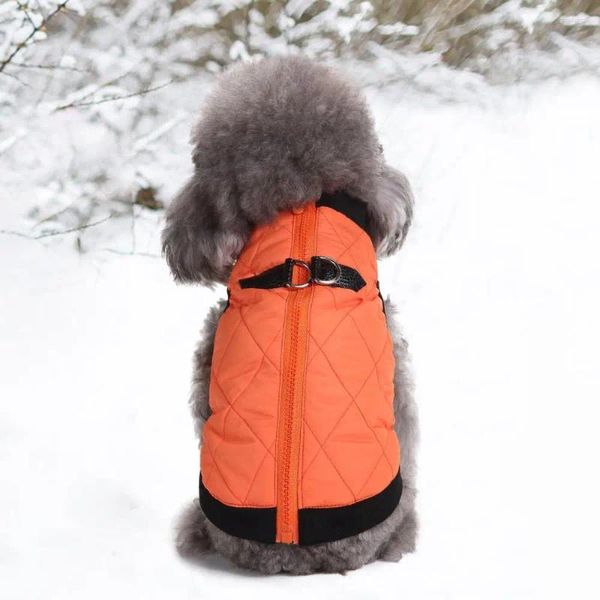 Vêtements pour chiens Parkas Zippé à deux pattes Col rond Chiot Veste imperméable Coupe-vent Tissu Chats Chiens Manteau Chaud Vêtements pour animaux de compagnie pour l'extérieur