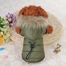 Hondenkleding Pawstrip-outfits Warme kleine kleding Winterhuisdierjas voor Chihuahua Zacht bont Kap Puppy-jas Kleding Honden