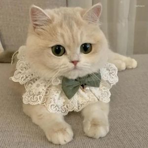 Dog Apparel Pearl Collar Jewelled Silk Wedding Bows Necklace Satin Kitten Accessories Bowtie Gift Cat Puppy Ribbon Scarf Pendant Pet