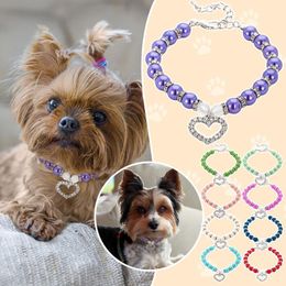 Chien Vêtements Perle Pet Collier Réglable Collier Décoratif Bijoux Pour Chiot Élégant Strass Chat Décoration De Mariage AccessoiresChien