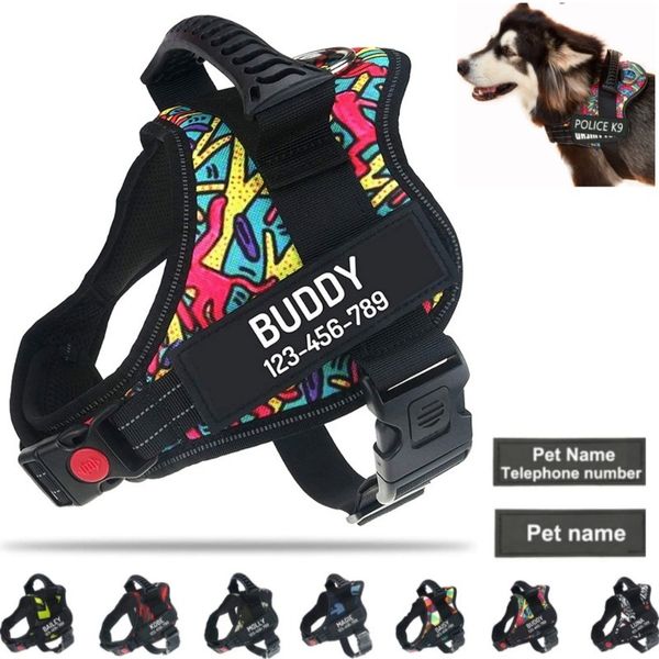 Ropa para perros personalizada sin arnés de extracción con nombre personalizado y número de teléfono chaleco de mascotas pesado para evitar que los tirones se asfixien a los perdidos 230814