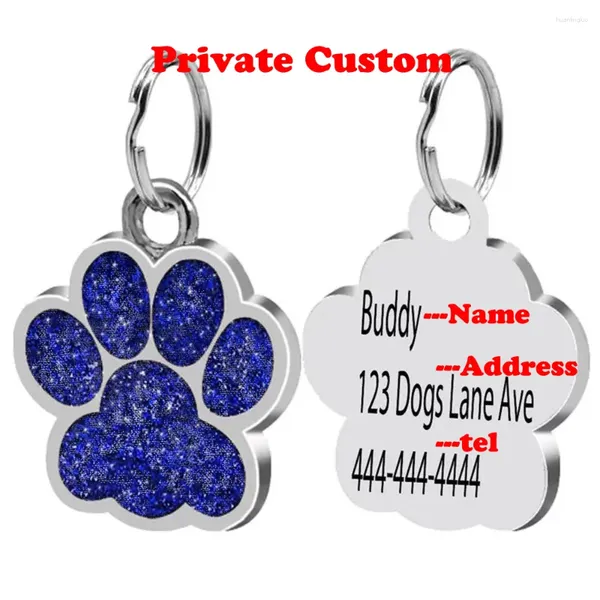 Appareils pour chiens Tags de chat personnalisés gravés chiot animal de compagnie nom de nom collier étiquette pendentif accessoires paillettes