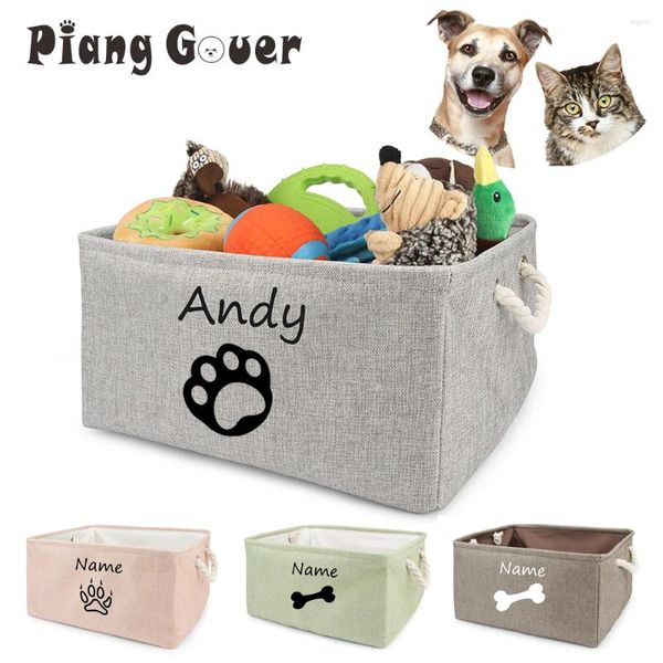 Ropa para perros, cesta de almacenamiento de juguetes para gatos personalizada, contenedor de ropa, nombre personalizado para mascotas, caja plegable DIY, accesorios de identificación de impresión gratuita