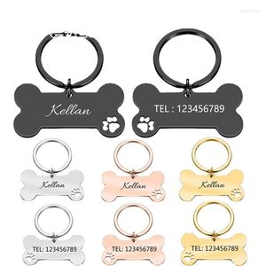 Ropa para perros Grabado personalizado Etiquetas de nombre de gato para mascotas Etiqueta de identificación personalizada Accesorios para collar Placa de identificación Colgante antipérdida Llavero de metal