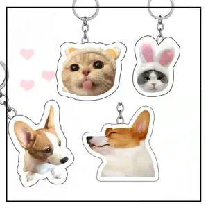 Appareils pour chiens Pet personnalisés DIY Selon PO Custom Acrylic Keychain Kitten Puppy Schoolbag Pending Cat CatSake Accessoire
