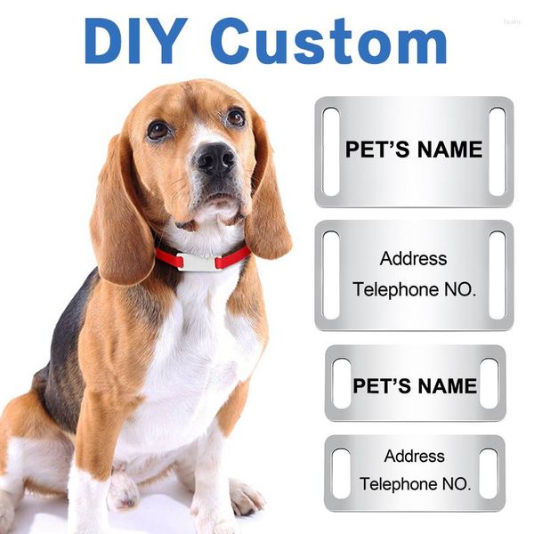 Vêtements pour chiens Étiquette d'identification personnalisée pour animaux de compagnie Étiquettes de nom en acier inoxydable gravées à glissière Collier Accessoires Pendentif Gravure gratuite