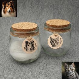 APPACILIER CHIEN Personnalisé Urne commémorative avec PO Picture personnalisée Bouteille en verre pour cendres ou cheveux Cat KeepSake Loss Memory Gift