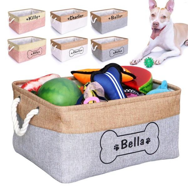 Vêtements pour chiens Panier à jouets personnalisé Impression gratuite Boîte de rangement pour animaux de compagnie Pliable DIY Nom personnalisé Jouets Accessoires Sac en toile Produits