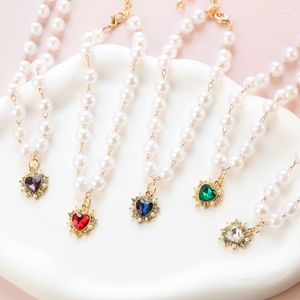 Chien vêtements accessoires pour animaux de compagnie coeur strass chiot chat collier de perles amour diamant animaux de compagnie chiens collier bijoux de mariage