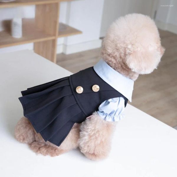 Ropa para perros mascota otoño invierno ins uniforme escolar falda linda camisa plisada ropa gato y peluche