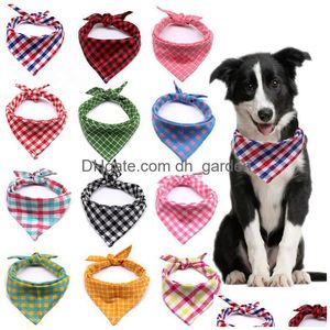 Vêtements pour chiens Bandana pour animaux de compagnie Petit grand bavoirs Écharpe Lavable Cosy Coton Plaid Impression Chiot Foulard Noeud Papillon Toilettage Accessori Dhgarden Dhm7S