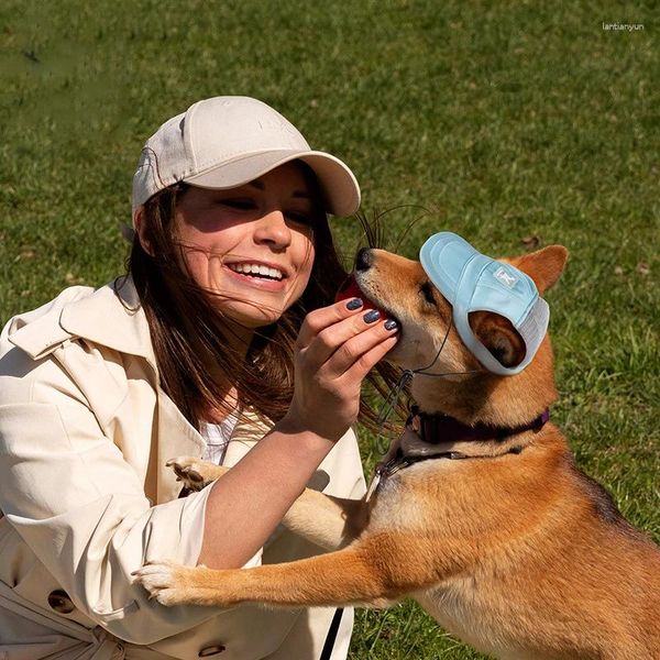 Ropa para perros gorro de béisbol mascota con agujeros para los orejas al aire libre dibujos animados de malla transpirable para el cachorro de maleta para el gorro de vestido de pico de pico de pico de