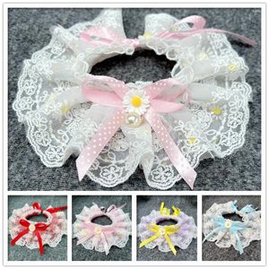 Vêtements pour chiens Bavoirs pour animaux de compagnie Slobber Écharpe Mignonne Fille Style Chiot Chat Cou Animaux Bijoux Collier Noeud Papillon