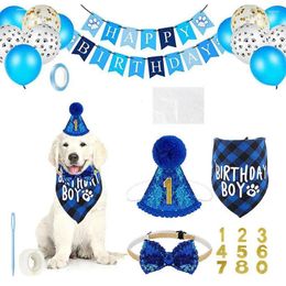 Ropa para perros Suministros para fiestas de cumpleaños para mascotas Niño Lindo Bandana Triángulo Toalla Collar Sombrero Accesorios Accesorios festivos