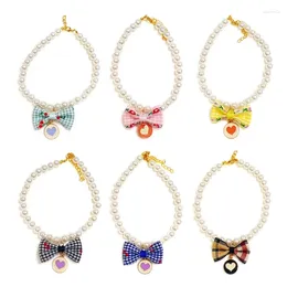 Hondenkleding huisdier bowknot verstelbare sleutel kat sieraden prinses parel ketting puppy