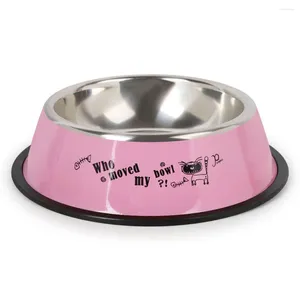 Hondenkleding Pet Bowl roestvrij staal schattig geprinte antiskid kattenvoervoedsel voedsel