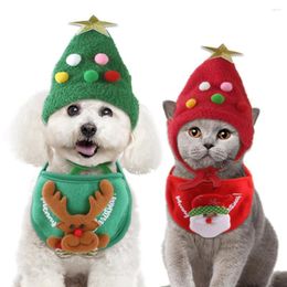 Ropa para perros Gorras para mascotas Pequeño pañuelo de Navidad Santa Sombrero Bufanda Triángulo Baberos Pañuelo Accesorios de disfraces de invierno para Chihuahua