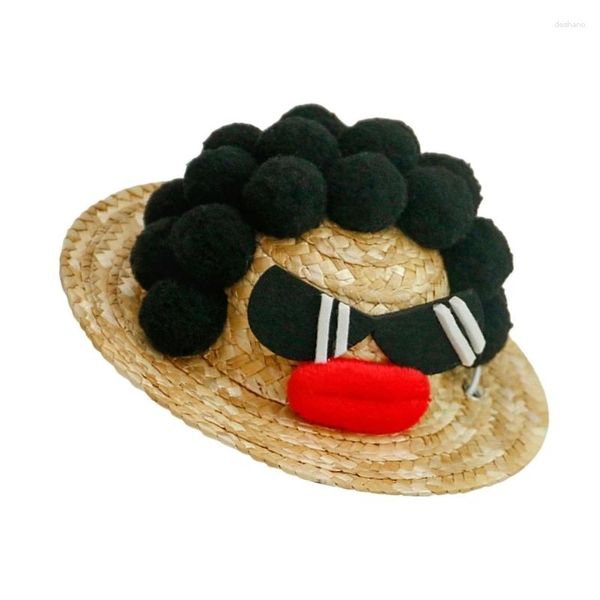 Vêtements pour chiens Casquettes pour animaux de compagnie Année Chapeau d'approvisionnement pour Bichons AjusterStrap Chats Paille