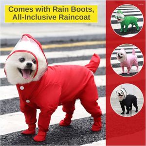 Vêtements pour chiens Chat et quatre pieds Ensemble complet Mackintosh monobloc imperméable avec ses propres chaussures de pluie Teddy Bichon Fournitures