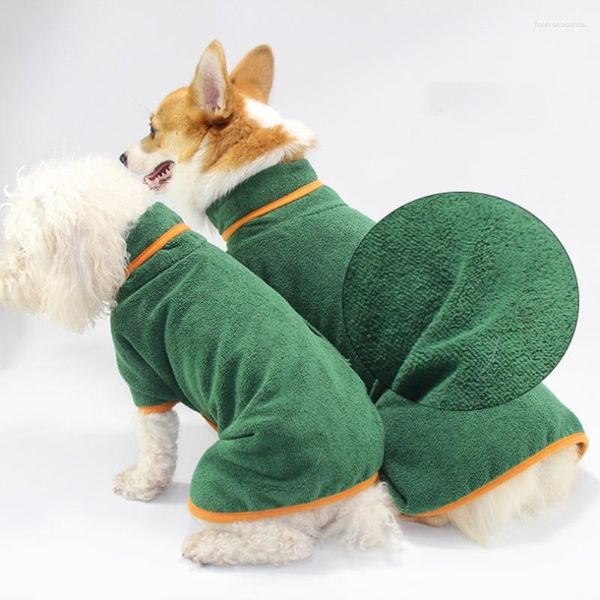 Chien Vêtements Pet Chat Peignoir Vêtements Doux Absorbant Rapidement L'eau Fibre Séchage Serviette Robe Chiot