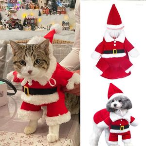 Ropa para perros Mascota Gato Ropa de Navidad Disfraces cálidos de invierno Divertido Papá Noel Vestirse Chaquetas Gatito Año de Navidad Trajes de fiesta Regalo