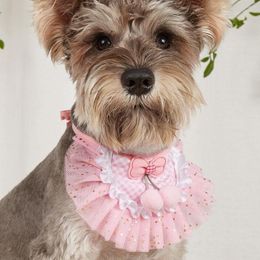 Vêtements pour chiens Collier de chat pour animaux de compagnie Bavoir en dentelle Écharpe à volants Décoration de fête Cravate Cône doux Fournitures de mariage Adju