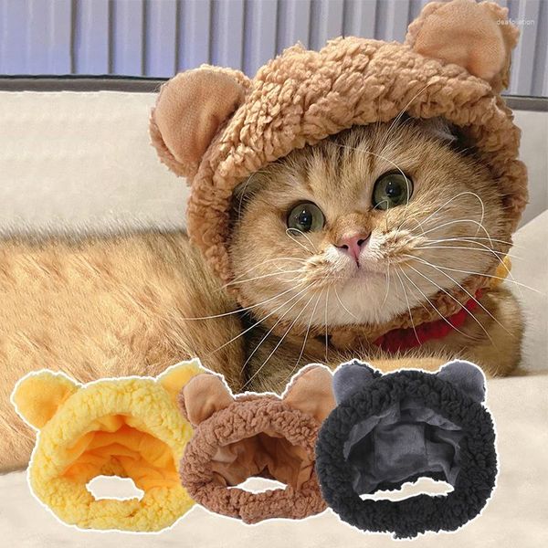 Vêtements pour chiens Chat pour animaux de compagnie / Chien Mignon Ours Oreilles Cap Couvre-chef Chaud Chapeau En Peluche Année Fête De Noël Animaux Cosplay Costume Accessoires Fournitures