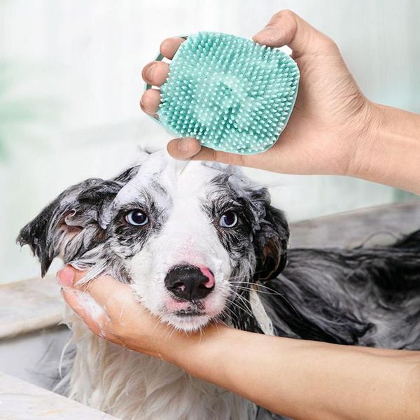Ropa para perros Pet Cat Grooming Cepillo de baño Masaje con jabón y champú Guante de silicona suave Perros Gatos Herramientas limpias