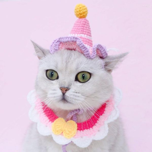 Ropa para perros Mascota Gato Sombrero Helado Forma Punto Lana Cumpleaños Fiesta de Navidad Accesorios