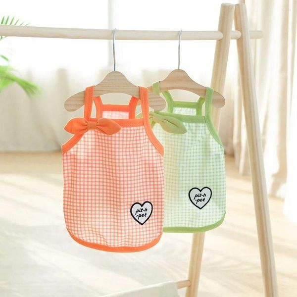 Ropa para perros Pet Cat Plaid Camisole Ropa Primavera Verano Pareja Teddy Bear Chaleco Suspender Falda Cachorro