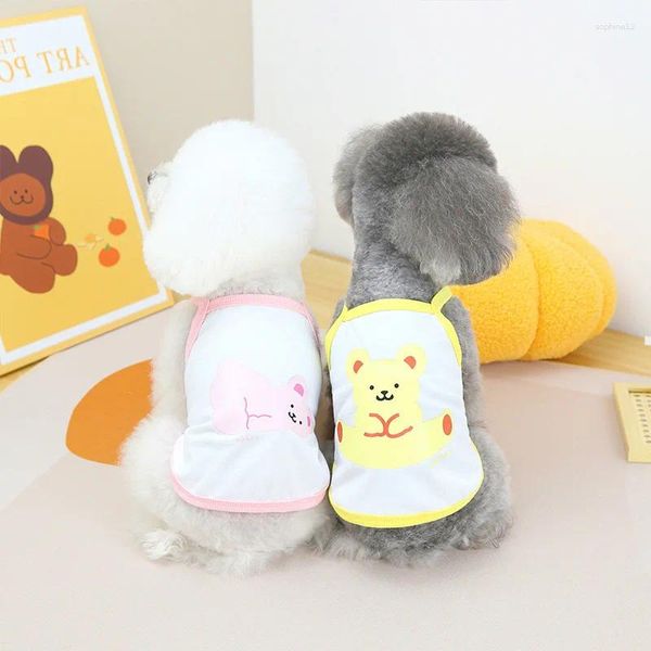 Appareils pour chiens Pet Cat Summer Fashion Loisker Reconfort Happy Bear Sling T-shirt Vest Small Medium Teddy Bomei Vêtements Décoration Accessoires