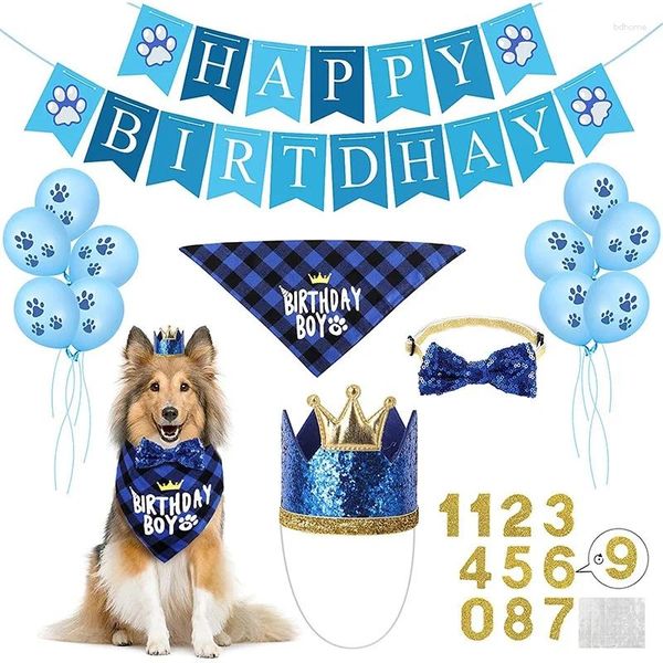 Vêtements pour chiens chats et chiens de fête d'anniversaire costumes décorations chapeaux foulards