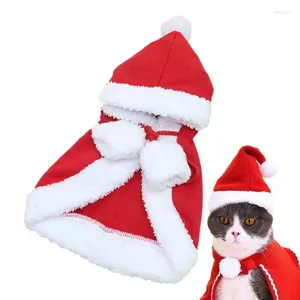 Appareils pour chiens Pet Christmas Chiens chats Cosplay Poncho Hooded avec pompoms Cat Dress Up Accessoires pour le voyage de fête à thème