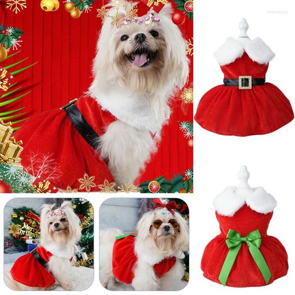 Chien vêtements animal de compagnie noël manteau vêtements robe noël rouge jupe animaux chat chaud arc confortable fantaisie princesse fournitures