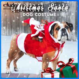 Vêtements pour chiens Costume de Noël pour animaux de compagnie Père Noël à cheval sur des vêtements pour chiens Vêtements de fête pour animaux de compagnie Tenue d'équitation de Noël pour chiens 231129