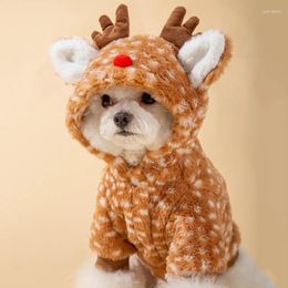 Vêtements de chien animal de compagnie de Noël en peluche manteau chat vêtements d'hiver avec anneau de remorquage aux oreilles mignonnes